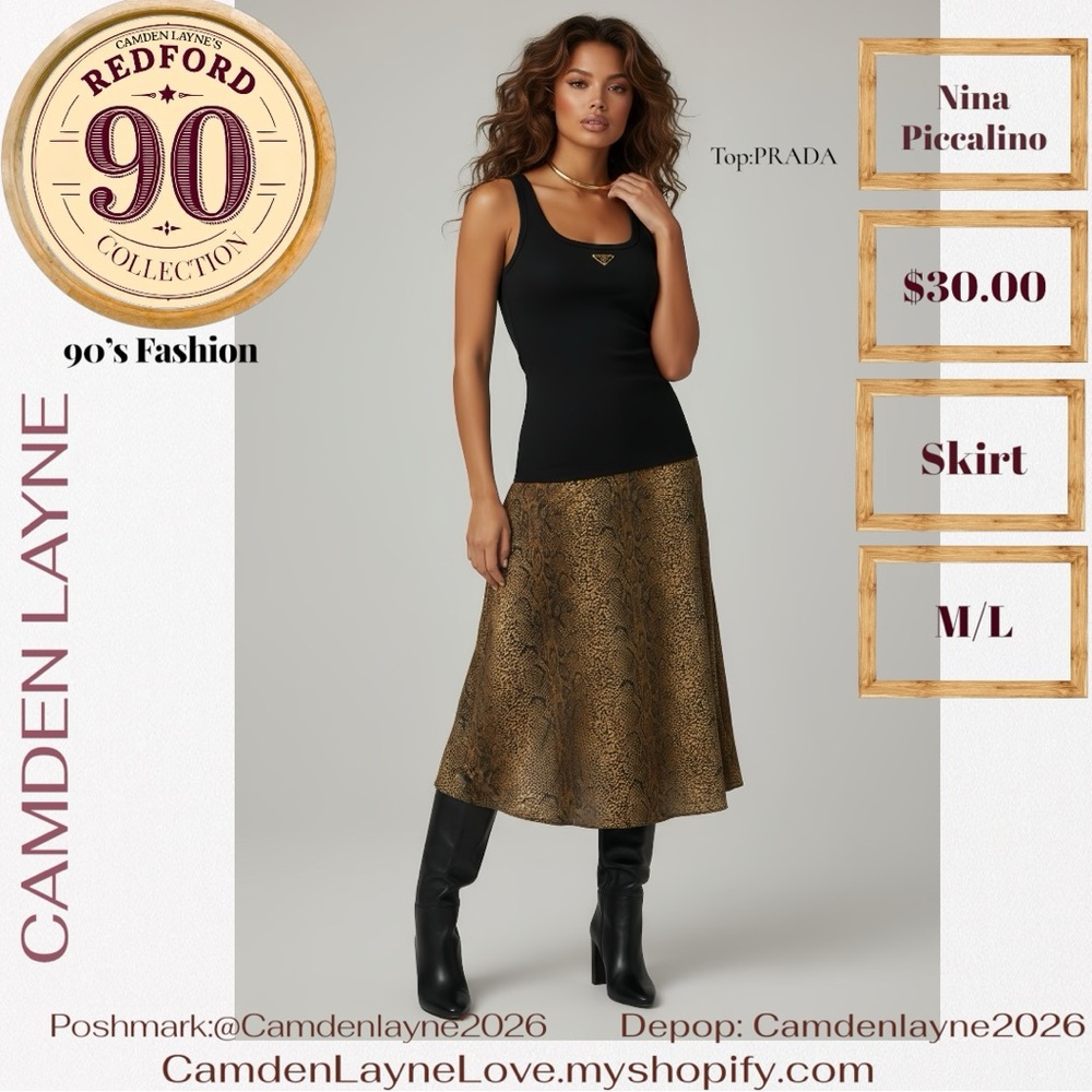 Nina Piccalino Black and Gold Maxi Skirt
